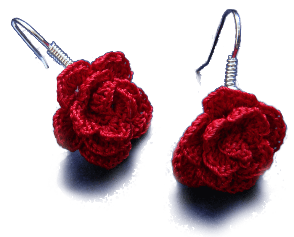 crochet rose earrings